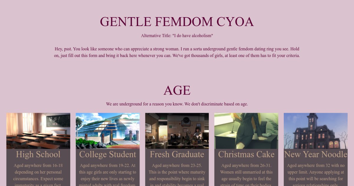 Gentle Femdom Cyoa