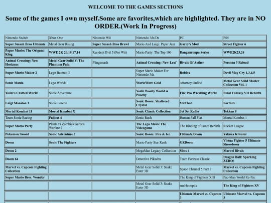 HTMLS/listofgames screenshot