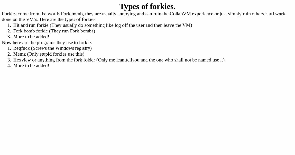 Types of forkies