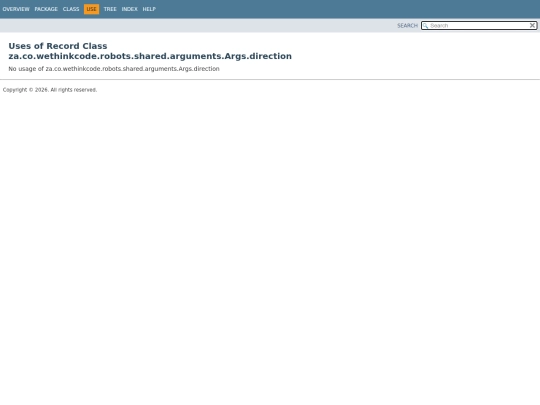 robot-world/apidocs/za/co/wethinkcode/robots/shared/arguments/class-use/Args.direction screenshot