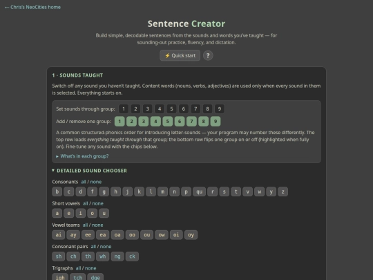 basic-reading/sentence-creator screenshot