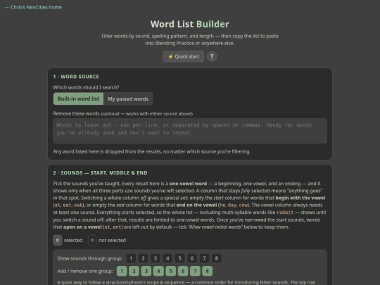 basic-reading/word-list-builder screenshot