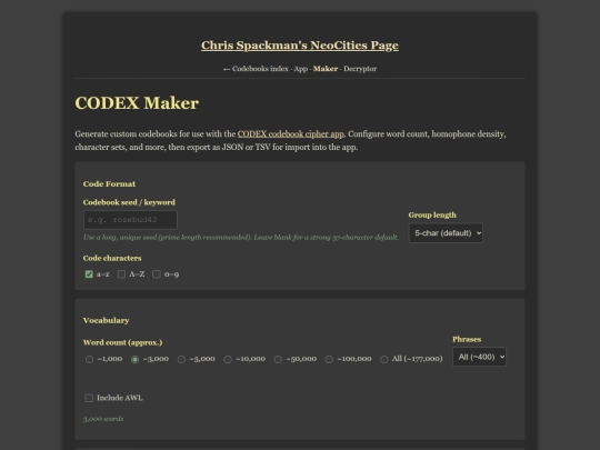 codebooks/maker screenshot