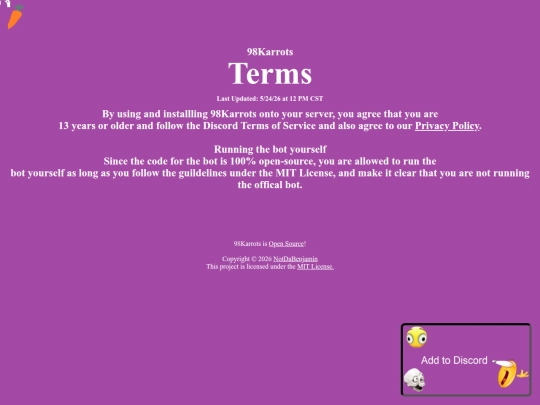 98karrots/terms screenshot
