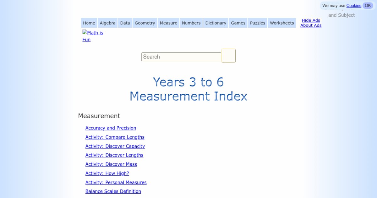 Years 3 to 6 Measurement Index