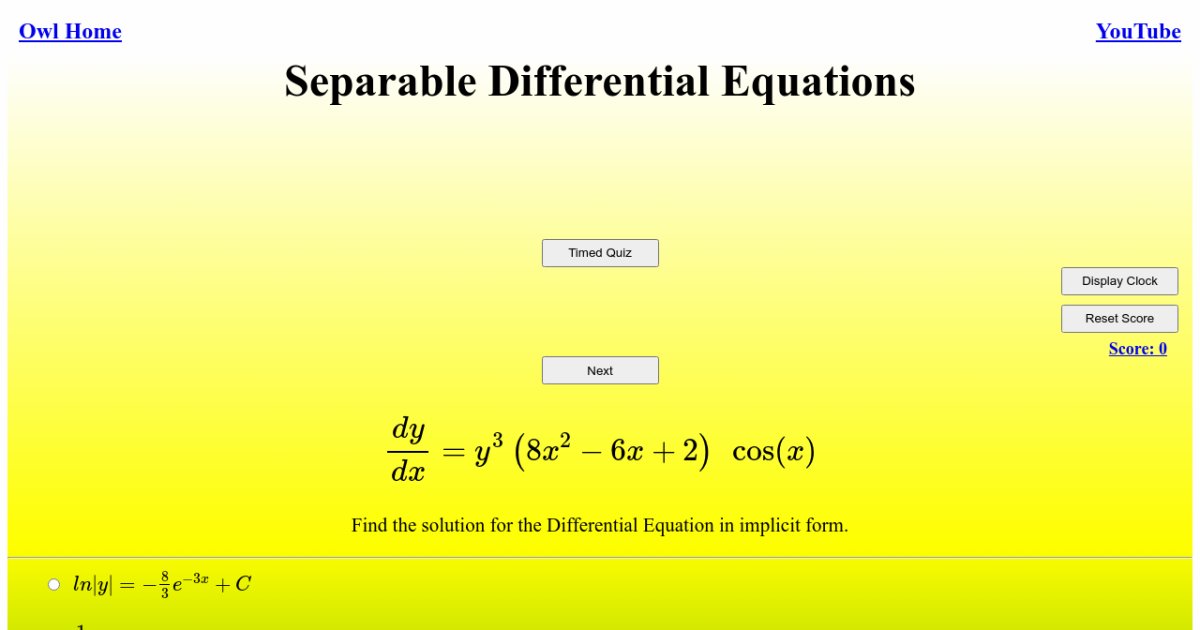 Separable Differential Equations