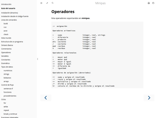 projects/minipas/lang/operators screenshot