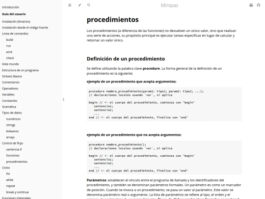 projects/minipas/lang/procedures screenshot