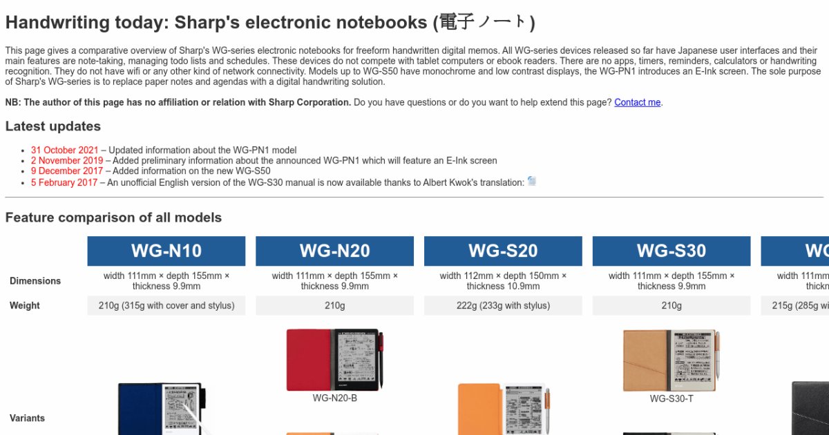 Sharp Electronic Notebooks (aka: digital notepad, memo pad, agenda 