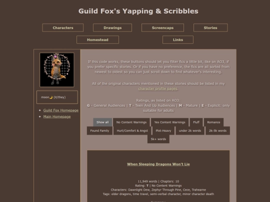 guildfox/fanfic screenshot