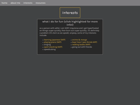 interests screenshot