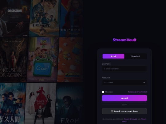 StreamVault/login screenshot