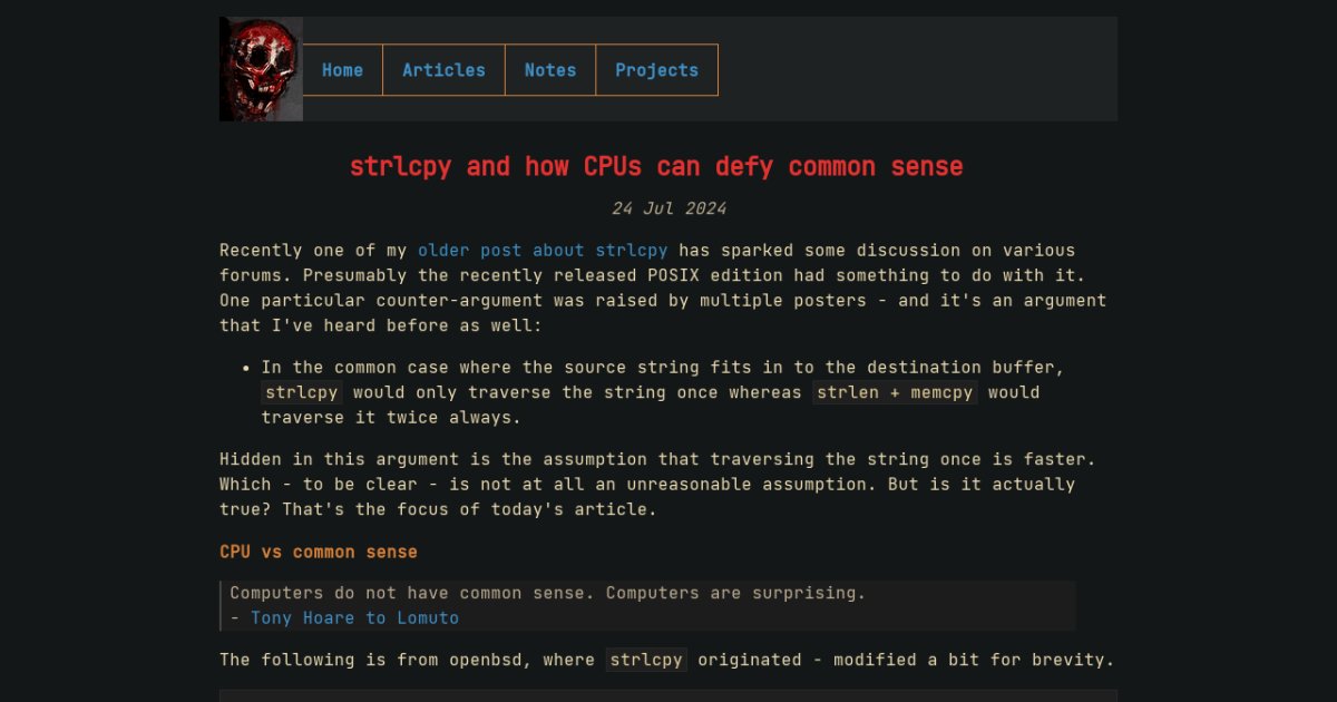 strlcpy and how CPUs can defy common sense