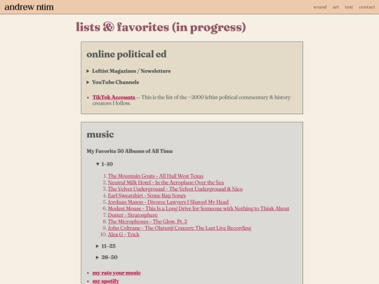 lists screenshot