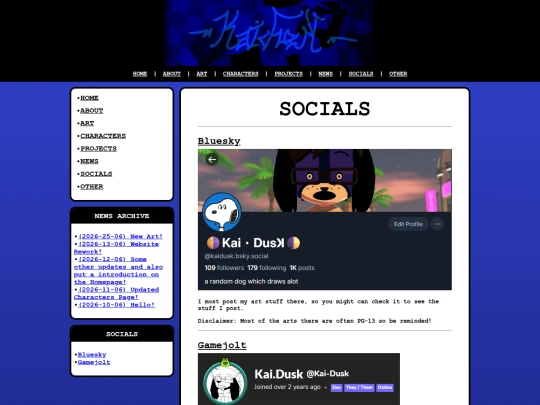 socials screenshot