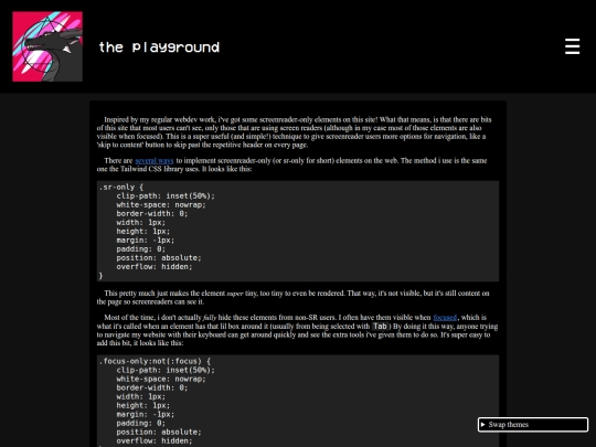 creations/programming/playground/sr_only screenshot