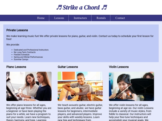 Week8/music/lessons screenshot
