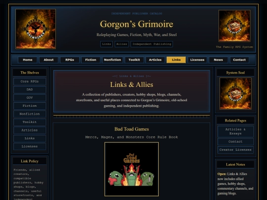links screenshot
