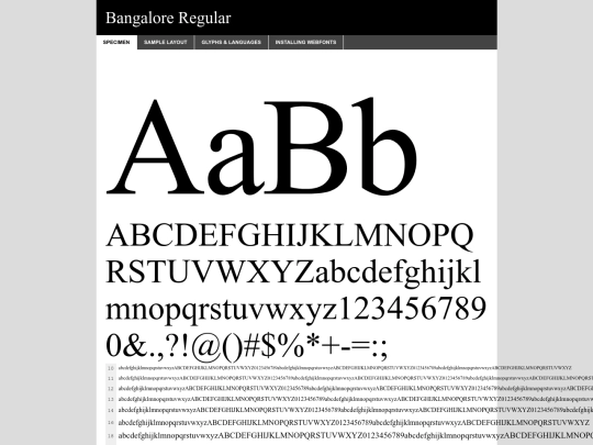 fonts/bangalore-demo screenshot