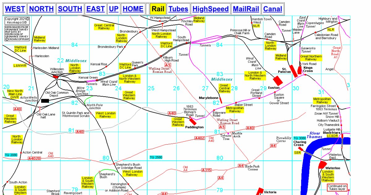 TQ2080 Euston, St.Pancras, Kings Cross, Marylebone, Old Oak Common, Paddington, Willesden