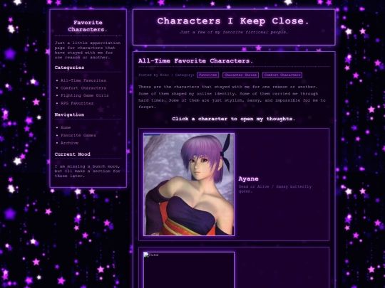 favorite-characters screenshot