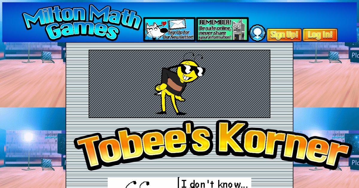 Tobee S Korner Milton Math Games