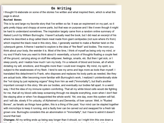 Journal/Entries/Writings screenshot