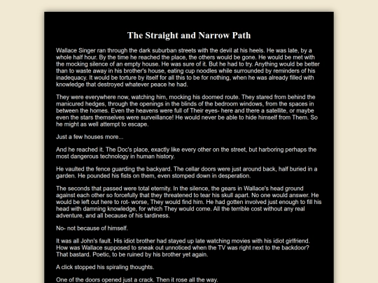 Stories/TheStraightAndNarrowPath screenshot