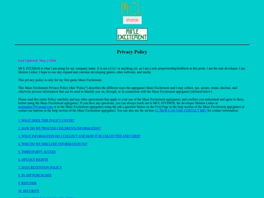 mazeExcitement/privacypolicy screenshot