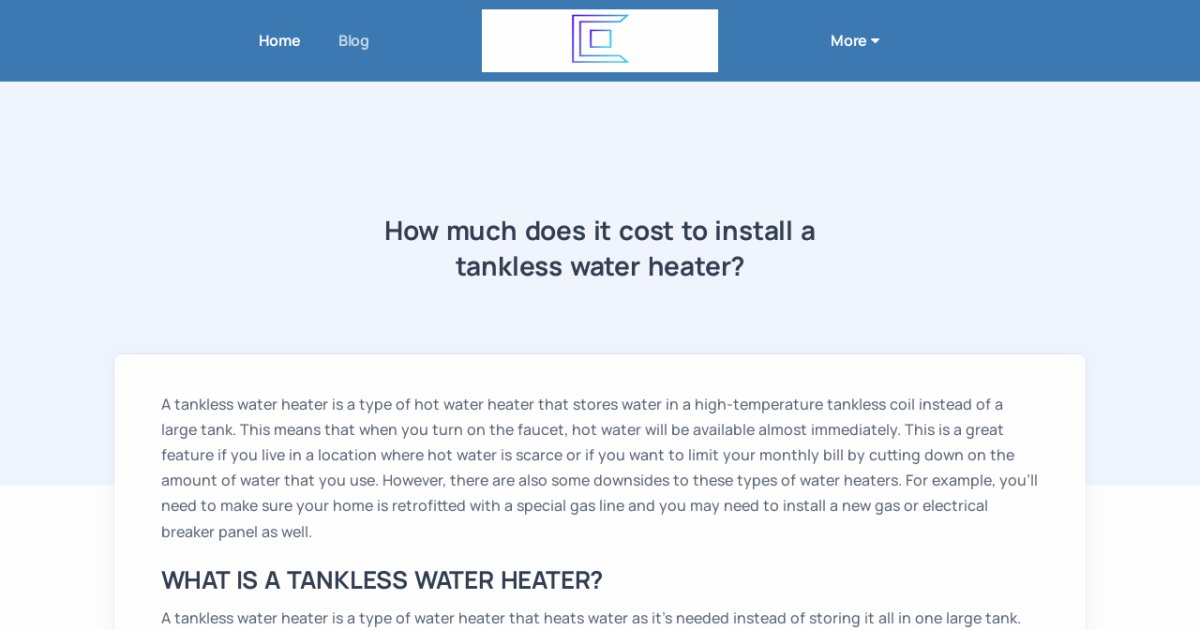 How much does it cost to install a tankless water heater?