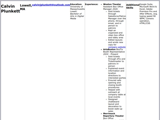 calvin-resume screenshot