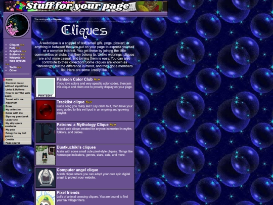 stuff/cliques screenshot