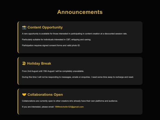 announcements screenshot