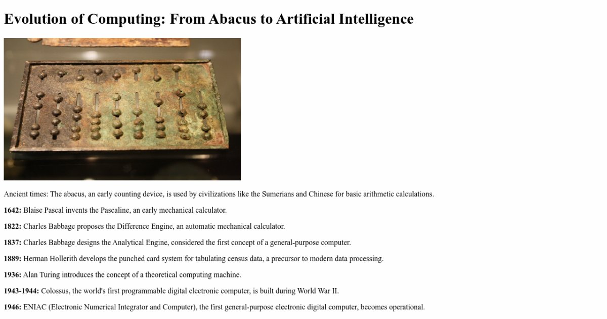 Evolution Of Computing From Abacus To Artificial Intelligence