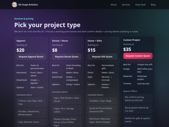 services screenshot
