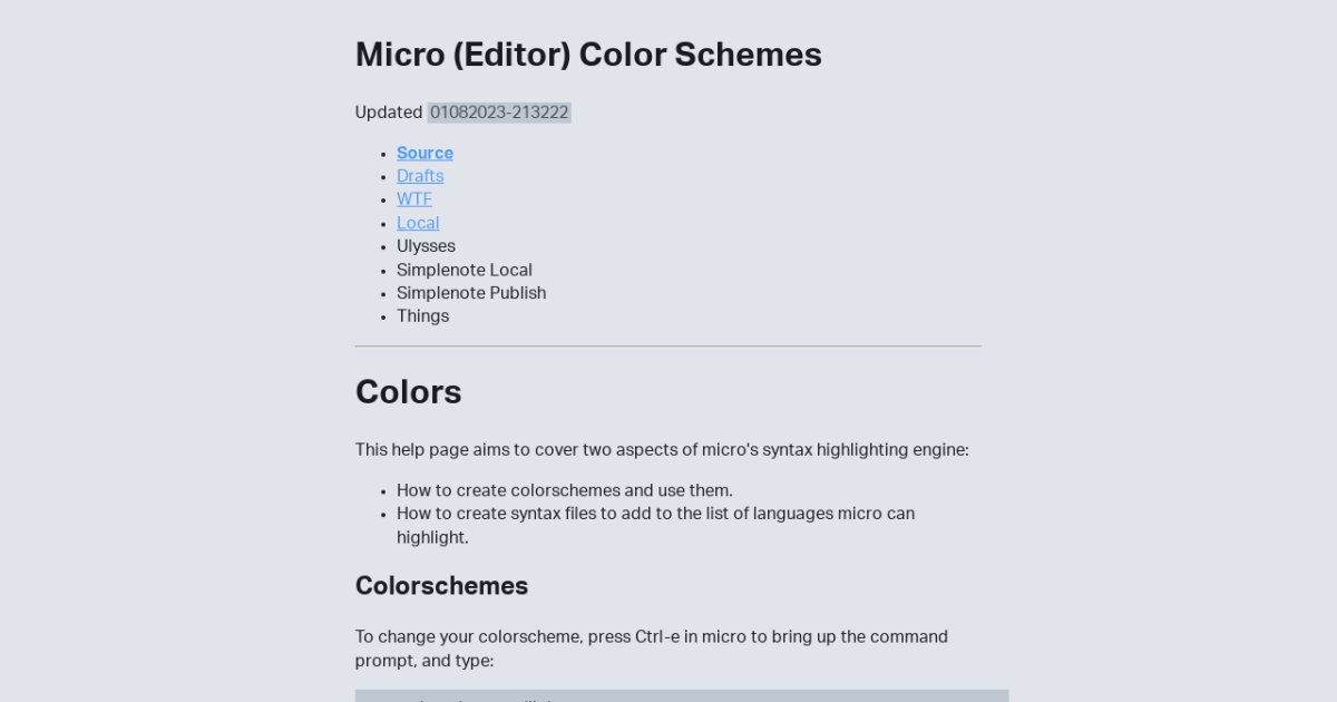 Micro (Editor) Color Schemes