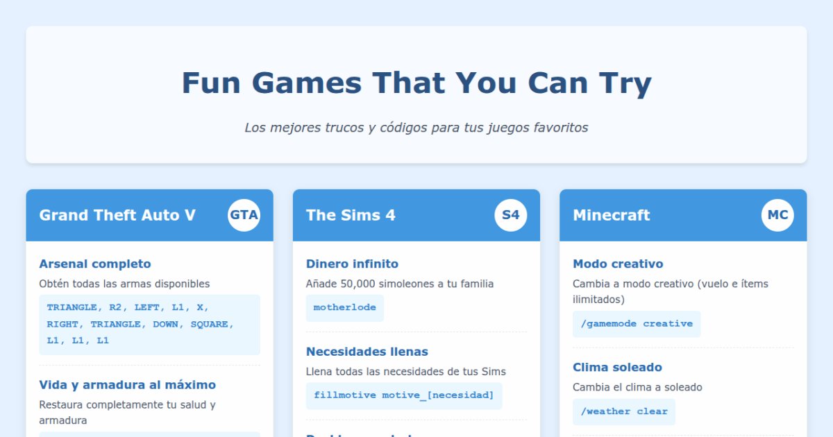 Fun Games That You Can Try - Cheats