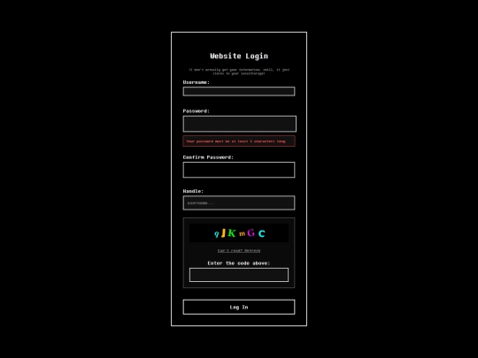 Logintest screenshot