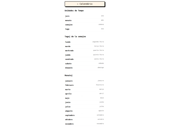 esperanto/calendario screenshot