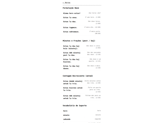 esperanto/horas screenshot