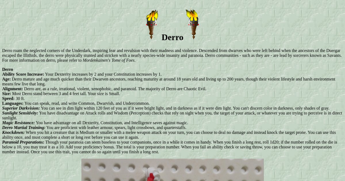 Playable Derro for 5e