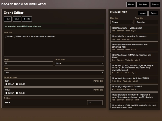 events screenshot