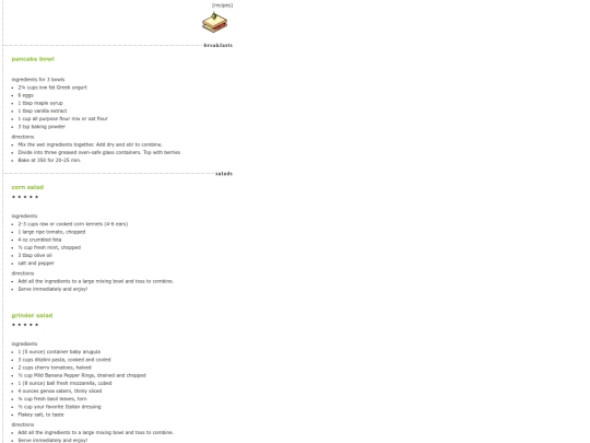 recipes screenshot