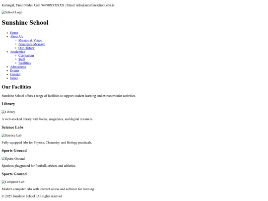 facilities screenshot