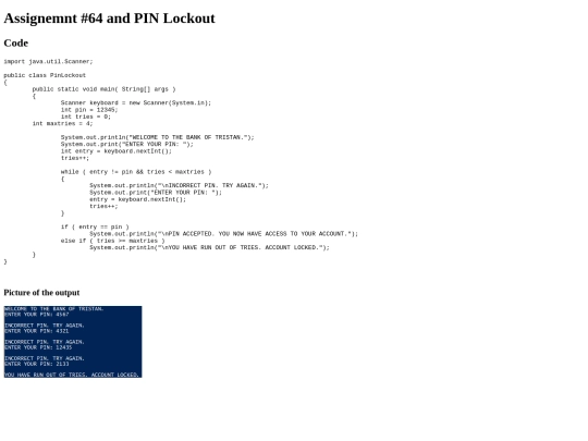 While/64/PinLockout screenshot