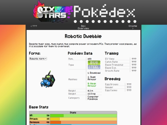 SixStars/pokedex/dwebble screenshot