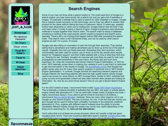 writings/TechAlternativesCollection/search_engines screenshot