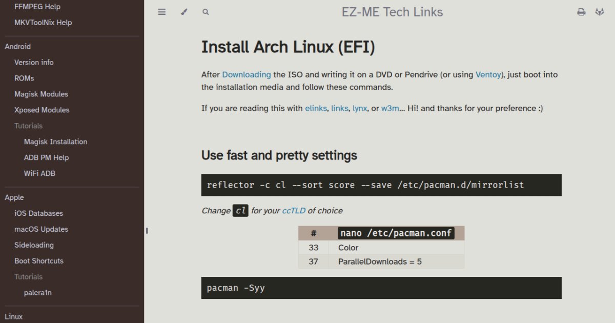 Install Arch on EFI EZME Tech Links