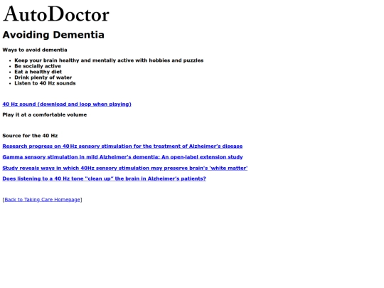takingcare/avoidingdementia screenshot
