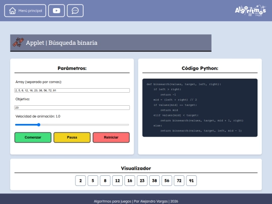 applets/binarysearch screenshot
